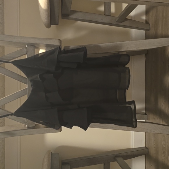 Lulus Sheer Ruffle Black Cold Shoulder Tank Top - Picture 2 of 9